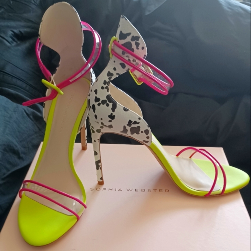 Sophia webster sandals size 40 pink and green